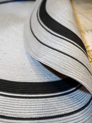 Alternative view of Jüt Hasır Şık Gri Kilim Siyah Çerçeveli Kilim Modern Yuvarlak Kilim Halı Yolluk Paspas