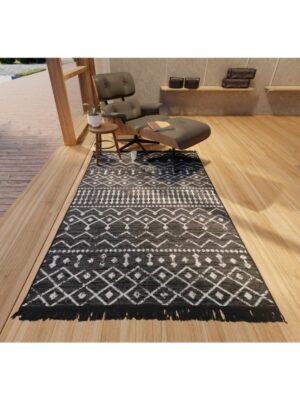 Alternative view of Blaundus Serisi Çift Taraflı Saçaklı Etnik Desenli Pamuklu Dokuma Kilim