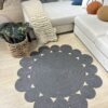 Rhea Jüt Hasırlı El Örgüsü Kilim Halı Hasır Yuvarlak