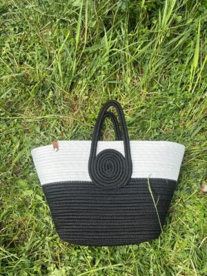 Alternative view of Mini Vanilli El Yapımı Hasır Görünümlü Jüt Plaj Çantası