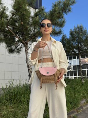 Alternative view of Chest - Deri Kaplamalı Hasır Jüt Çanta - Minimal