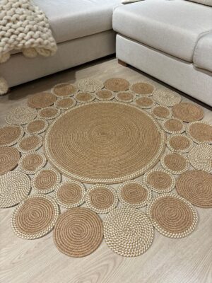 Alternative view of Hasır Jüt Çiçek Desenli Kilim Halı 2025 Koleksiyonu