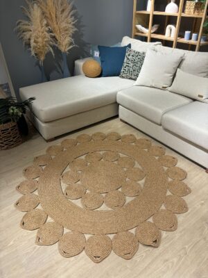 Alternative view of Nüans Jüt Hasırlı El Örgüsü Kilim Halı Hasır Yuvarlak