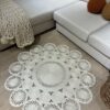 Marguerite papatya model el yapımı jüt kilim soft tonlarında