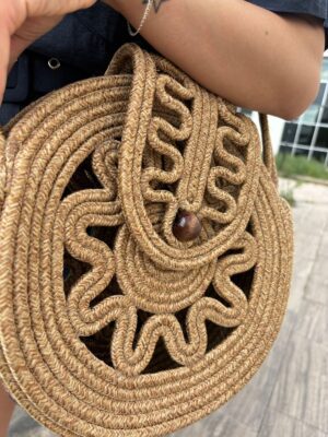 Alternative view of Magno Düğmeli, Mıknatıslı Hasır Jüt Omuz Çantası, Çapraz Çanta