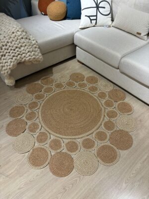 Hasır Jüt Çiçek Desenli Kilim Halı 2025 Koleksiyonu