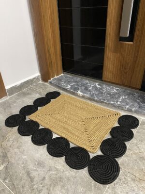 Venedik Serisi Jüt Desenli Kapı Önü Paspası Kırçıllı Renk