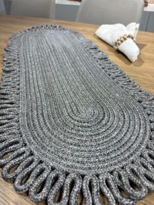Alternative view of Kırçıllı Gri Galaxy Doğal Jüt, Desenli, Hasır, Amerikan Servis, Masa, Sehpa Örtüsü Runner. 30x80