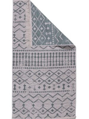 Alternative view of Blaundus Serisi Çift Taraflı Saçaklı Etnik Desenli Pamuklu Dokuma Kilim