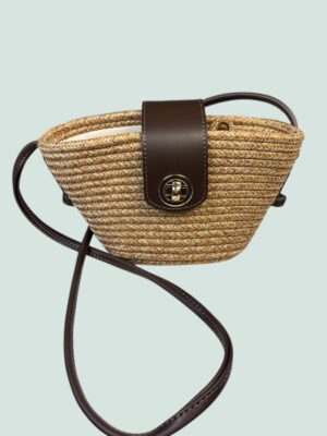 Alternative view of Aria Hasır Görünümlü İç Astarlı Sap Detaylı Mini Çapraz Çanta