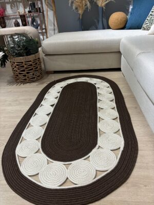 Cookie Jüt Hasırlı El Örgüsü Kilim