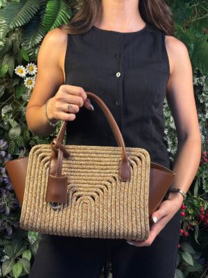 Amalfi Hasır Görünümlü Deri Karışımı Kol Çantası