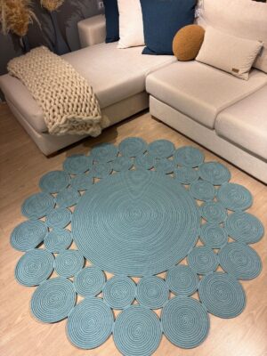 Alternative view of Papatya Hasır Jüt Çiçek Desenli Kilim Halı