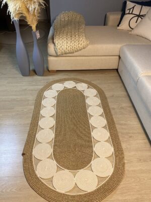 Cookie Jüt Hasırlı El Örgüsü Kilim