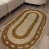 Sarmaşık Model Oval Hasır Görünümlü Jüt Kilim Paspas Halı