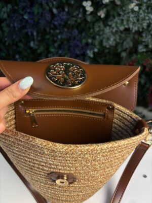 Alternative view of Zuma Hasır Deri Karışık Çapraz Şık Çanta