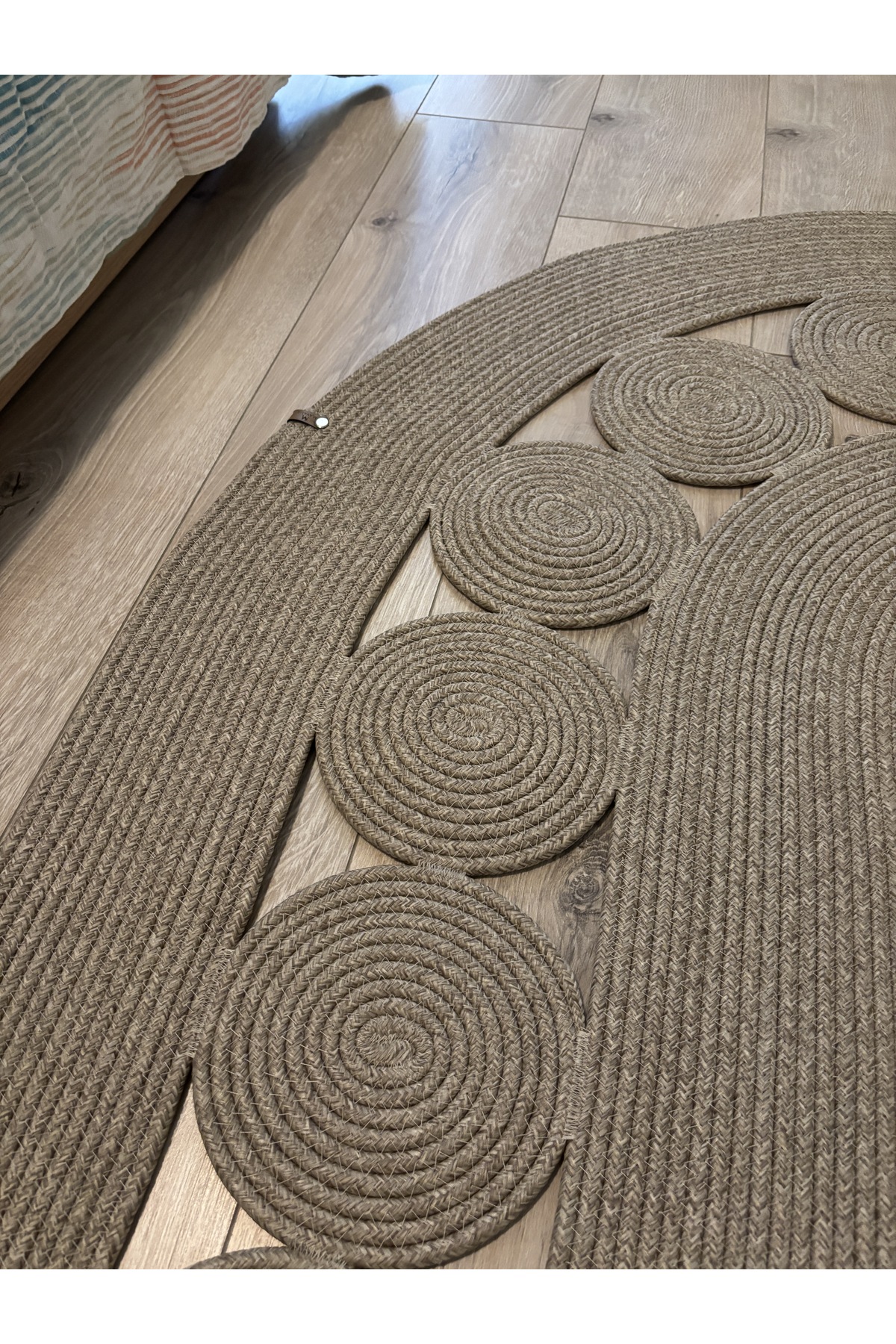 Cookie Taş Kırçıllı Jüt Kordon Hasır El Örgüsü Kilim Oturma Odası Antre Mutfak - Görsel 5