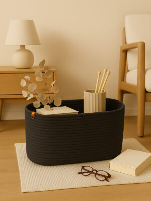 Ekinoks 35x25x25 Dikdörtgen Jüt Hasır Görünümlü Düzenleyici Sepet