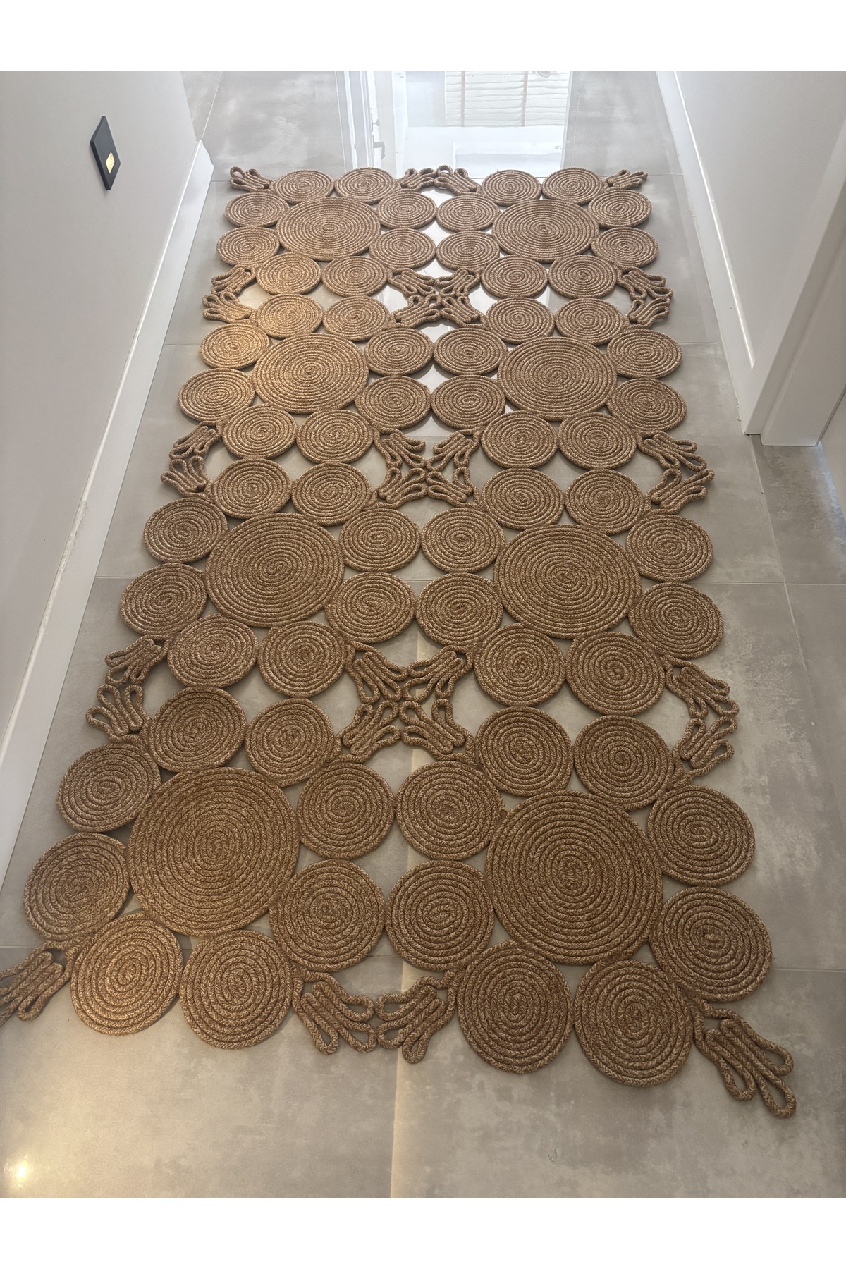 Camélia Natural Halat Hasır Kilim – Spiral Desenli Bohem Antre Salon Mutfak Yatak Odası - Görsel 5