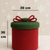 Christmas Jüt Halatlı Dekoratif Hediye Sepeti Seti – Kırmızı Yeşil Noel Sepeti
