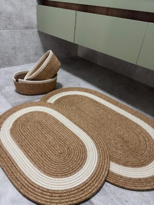 Alternative view of Hasır Krem Şerit Jüt , Banyo Paspas Takımı, Banyo Sepet Takımı , Paspas Takımı Klozet Takımı Bath St