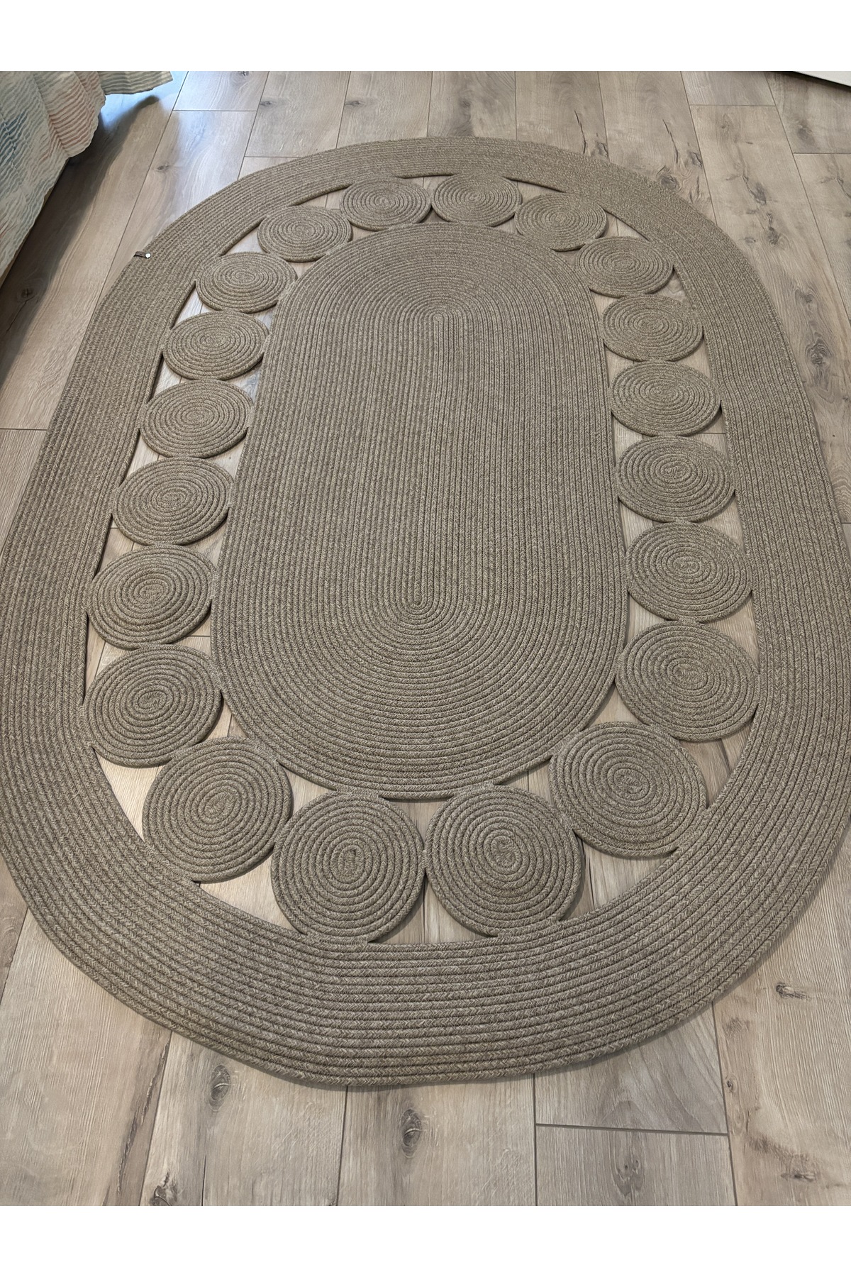 Cookie Taş Kırçıllı Jüt Kordon Hasır El Örgüsü Kilim Oturma Odası Antre Mutfak - Görsel 6