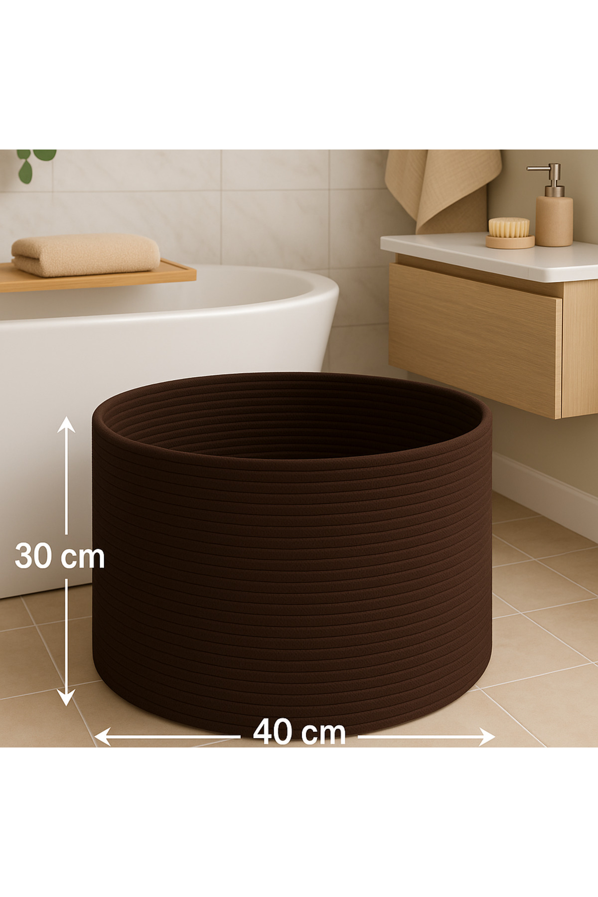 Amaterasu Halat Sepet – 40x30 cm – Dekoratif & Çok Amaçlı Organizer Kendinden Saplı, Çocuk O. Salon - Görsel 2