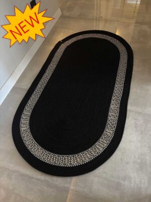 Lotus Jüt Hasırlı El Örgüsü Kilim – Doğal Dokulu, Oval Formlu Dekoratif Tasarım