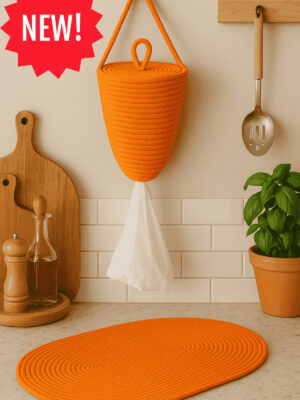 Poşetlik Halat İp El Dokuma Duvar Askılı Saklama Torbası Ev Düzenleme Aksesuarı Sepet 30 x 20 cm