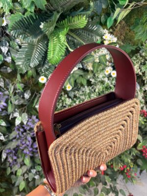 Alternative view of Palmera Deri Detaylı Şık Eşsiz Hasır Çanta