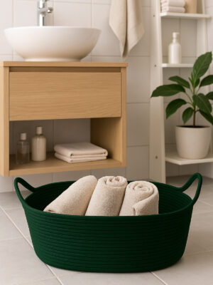 Alternative view of Hasır Jüt Dekoratif Sepet 20x30x50 Cm, Oyuncak, Çamaşır, Banyo, Mutfak ve Düzenleyici Saklama Sepeti