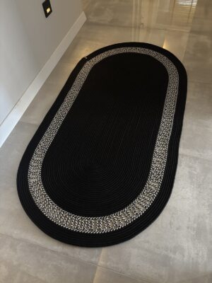Alternative view of Lotus Jüt Hasırlı El Örgüsü Kilim – Doğal Dokulu, Oval Formlu Dekoratif Tasarım