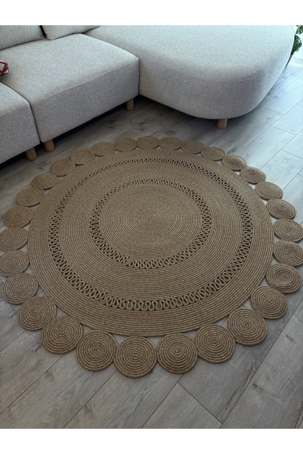 Girasole Jüt Halatlı Yuvarlak Hasır Kilim – Doğal El Dokuması Dekoratif Model - Görsel 5