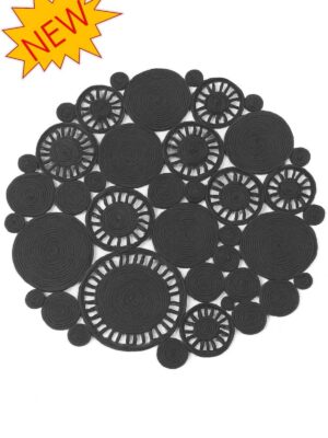 Harmony Jüt Doğal Hasır Kilim Bej Geometrik Bohem Yuvarlak El Örmesi Halı