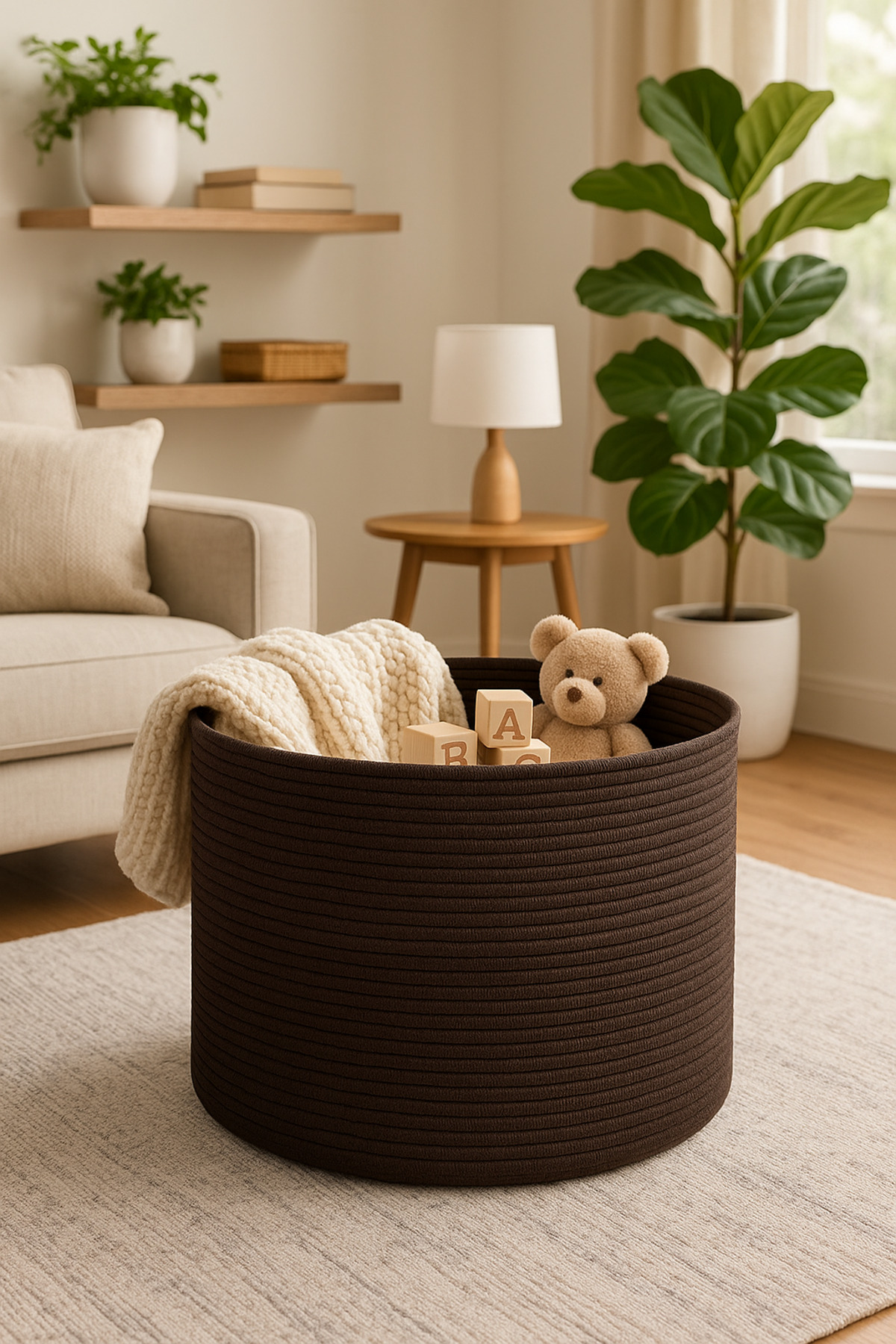 Amaterasu Halat Sepet – 40x30 cm – Dekoratif & Çok Amaçlı Organizer Kendinden Saplı, Çocuk O. Salon