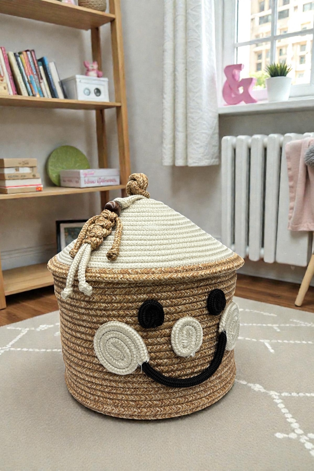 Kids Palyaço Kardan Adam Figürlü Charmlı Halat Sepet 25×25cm– Oyuncak Saklama&Çocuk Odası Organizeri - Görsel 2