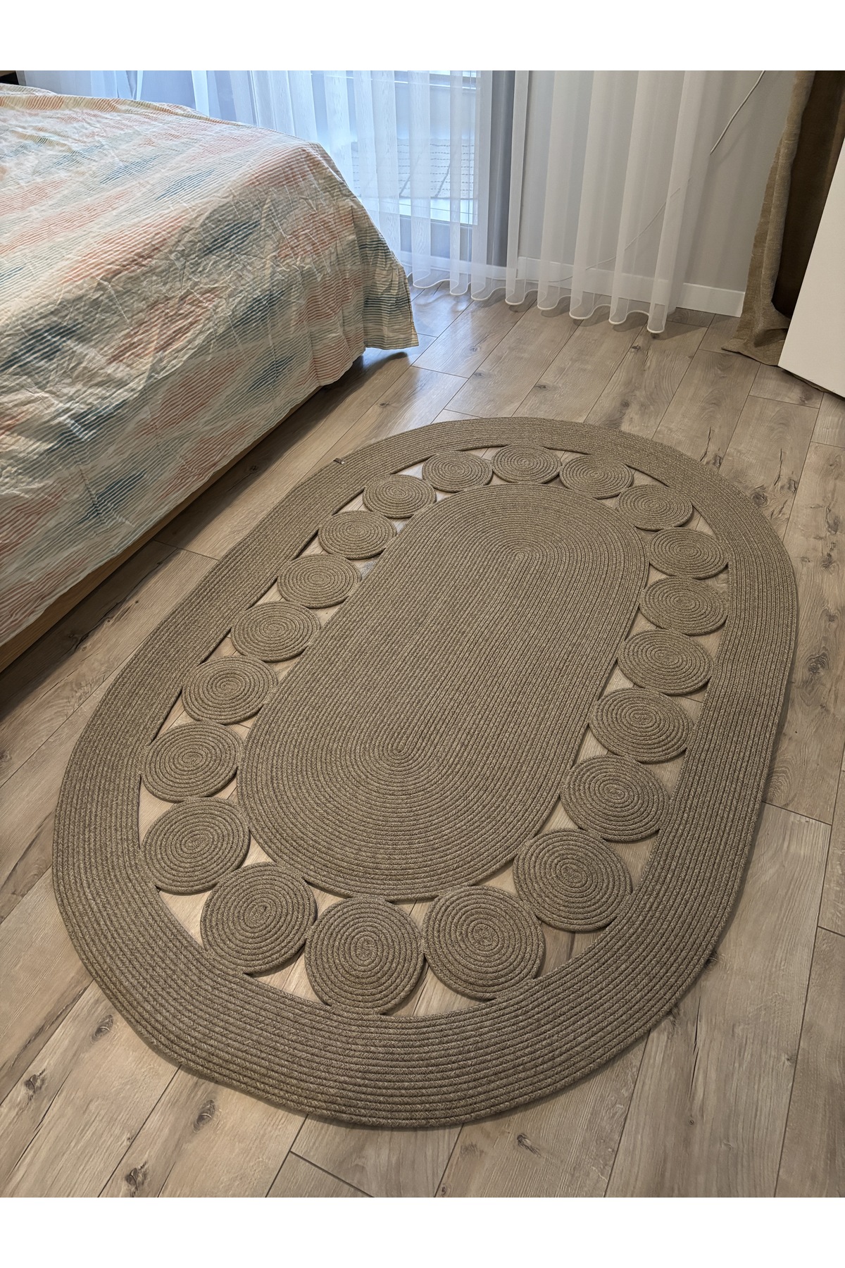 Cookie Taş Kırçıllı Jüt Kordon Hasır El Örgüsü Kilim Oturma Odası Antre Mutfak - Görsel 7