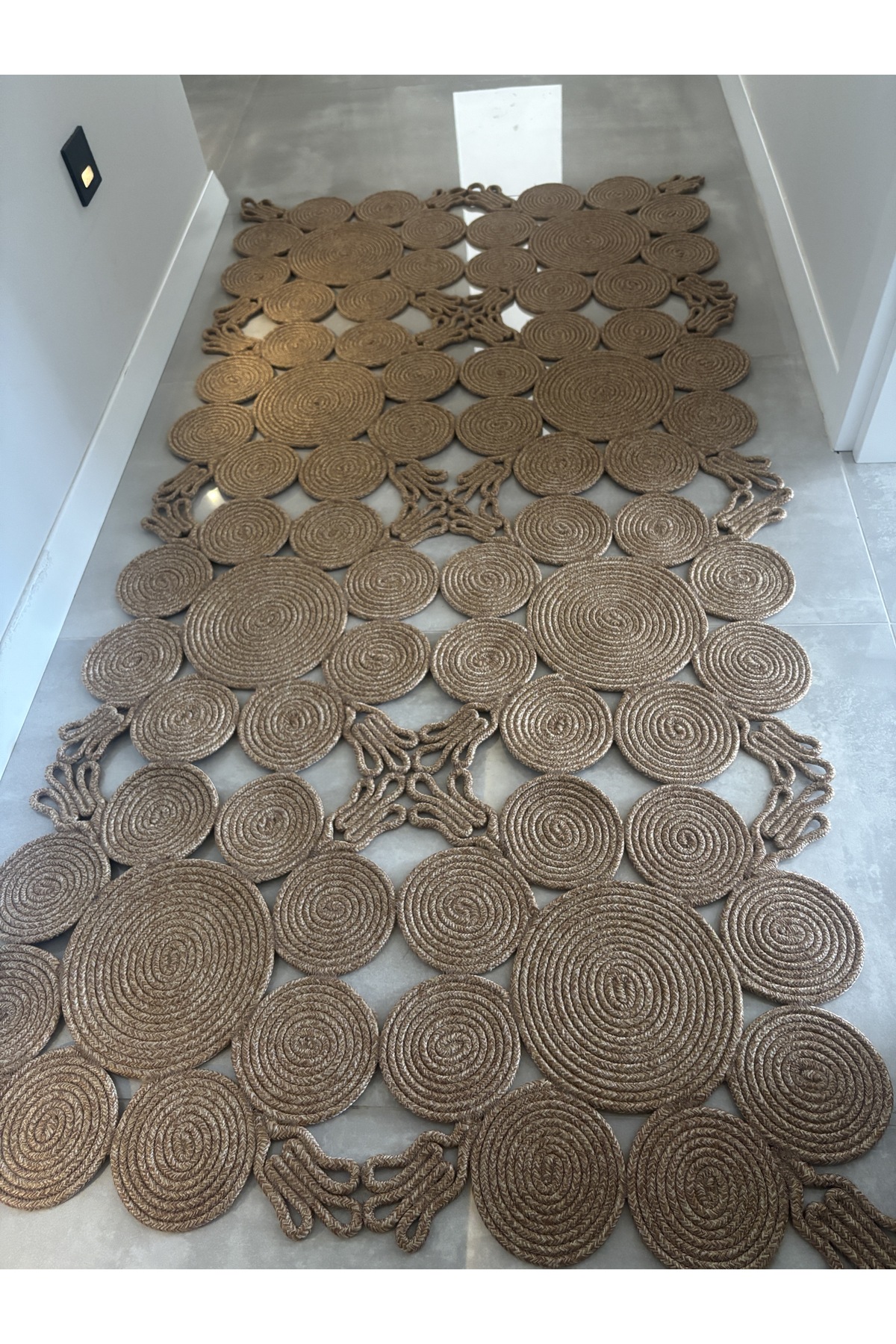 Camélia Natural Halat Hasır Kilim – Spiral Desenli Bohem Antre Salon Mutfak Yatak Odası - Görsel 6