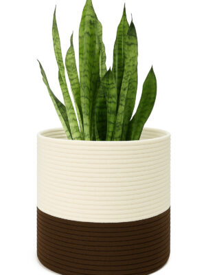 Dekoratif Jüt Saplı Hasır Sepet Saksı 20cm X 20 Cm, Jüt Bej Saksılık, Dekoratif Saksı Ve Havluluk