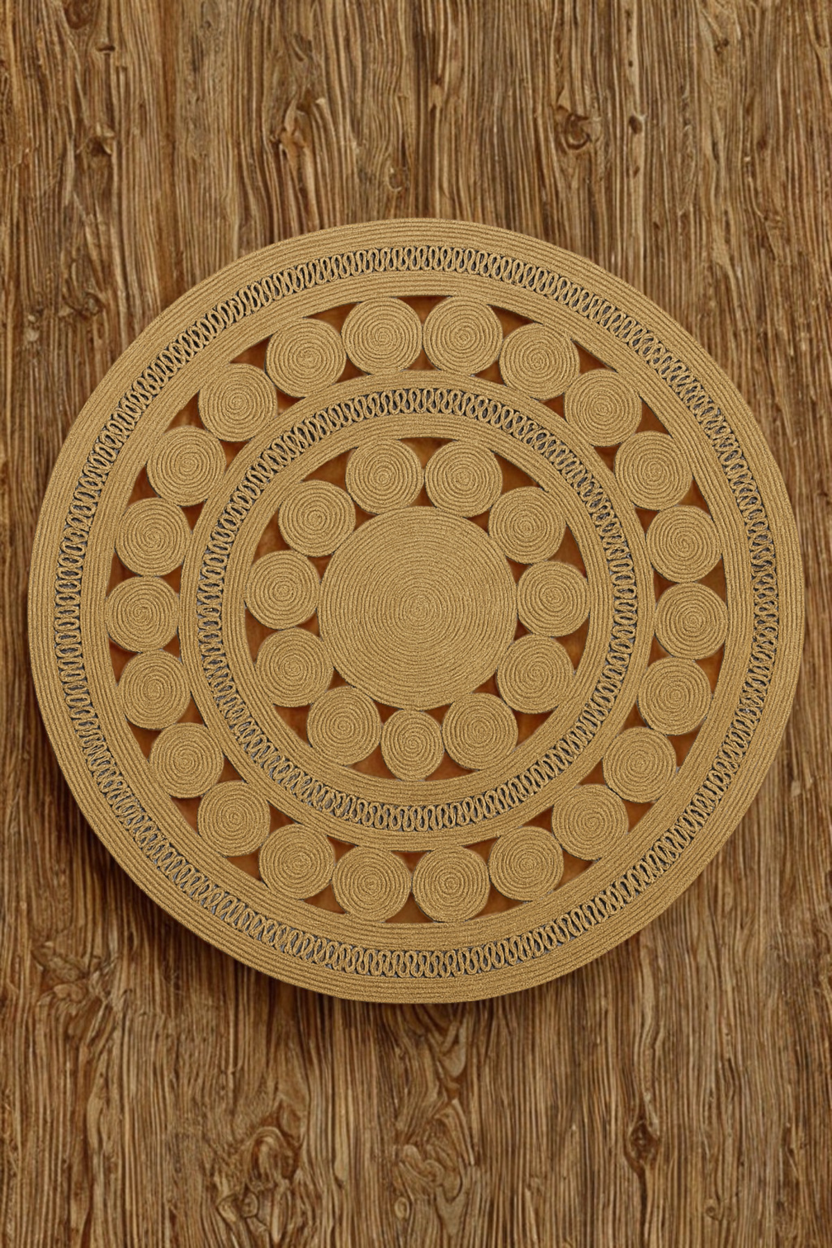 Double Dsy El İşçiliği Özel Tasarım Yuvarlak Hasır Kilim – Zamansız ve Prestijli Dekor HALI KİLİM - Görsel 3
