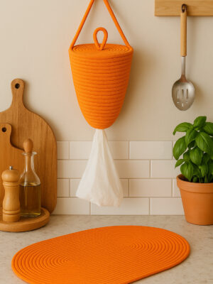 Alternative view of Poşetlik Halat İp El Dokuma Duvar Askılı Saklama Torbası Ev Düzenleme Aksesuarı Sepet 30 x 20 cm