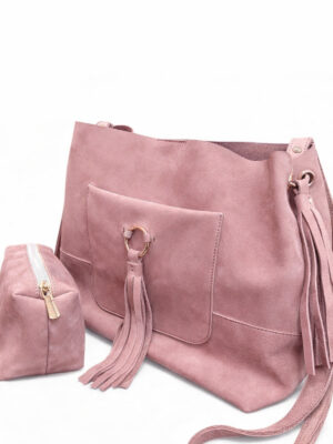 Alternative view of Marilla %100 Hakiki Nubuk Salaş, Yumuşak Deri Püsküllü Şık Tasarım Yavrulu Omuz ve Çapraz Çanta