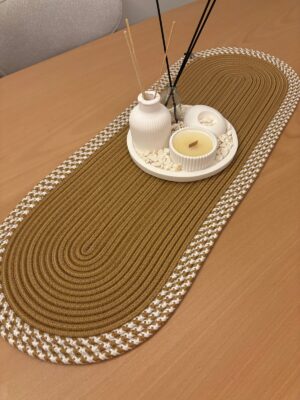 Alternative view of Herakles Amerikan Servis El Yapımı Pamuklu Natural Jüt Örme Desenli Runner 30X80