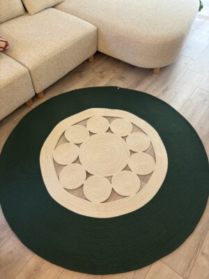 Alternative view of Jutella Hasır Krem Ortası Kurabiyeli Jüt Hasır Yuvarlak Modern Salon Banyo Kilim Halı Paspas Yolluk