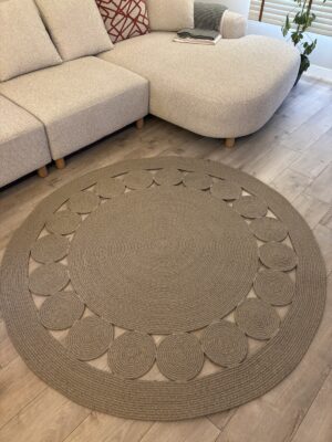 Alternative view of Cookie Yuvarlak Jüt Hasırlı El Örgüsü Kilim Halı