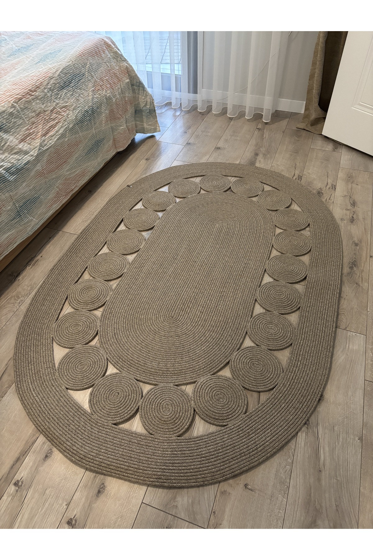 Cookie Taş Kırçıllı Jüt Kordon Hasır El Örgüsü Kilim Oturma Odası Antre Mutfak - Görsel 2