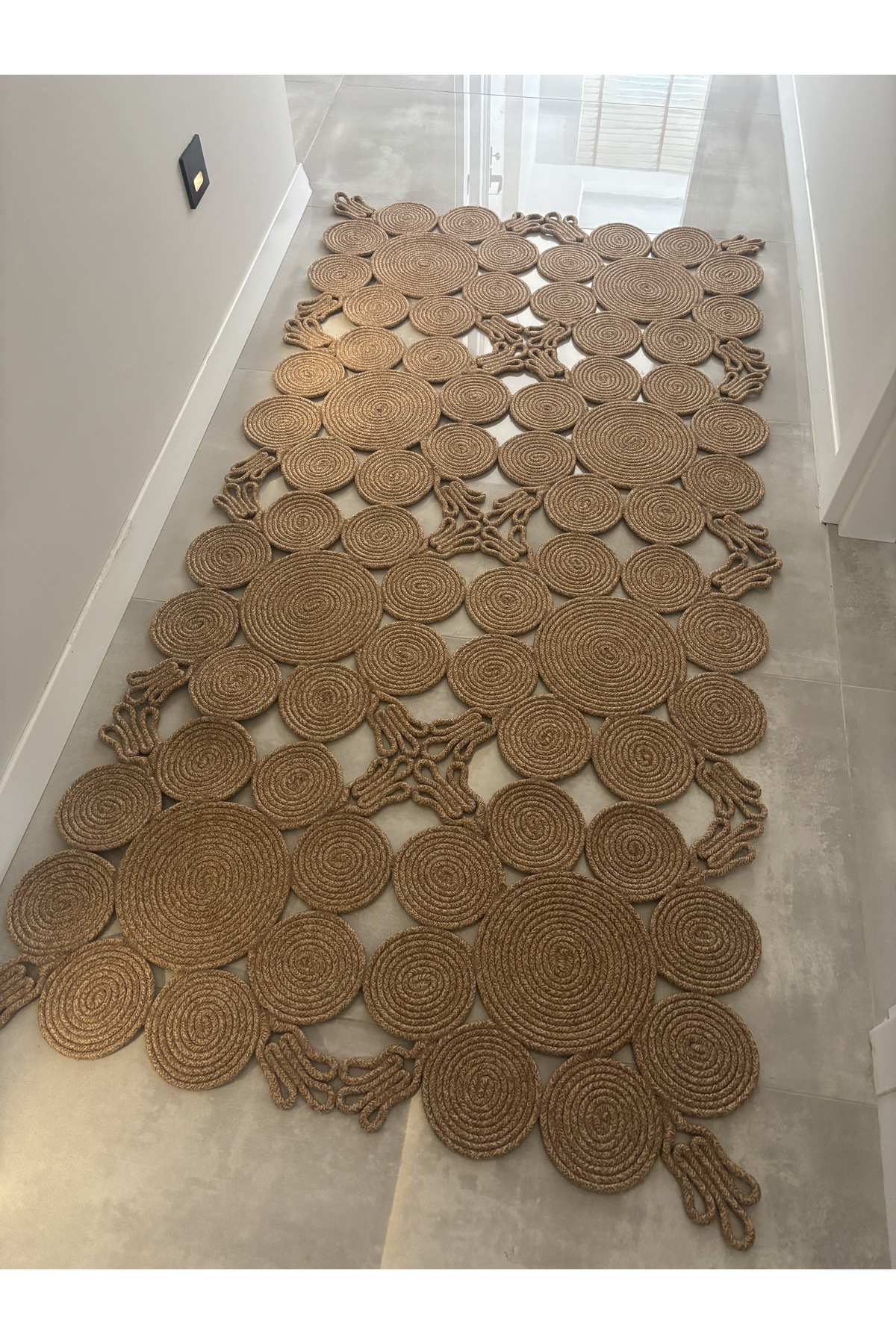 Camélia Natural Halat Hasır Kilim – Spiral Desenli Bohem Antre Salon Mutfak Yatak Odası - Görsel 2