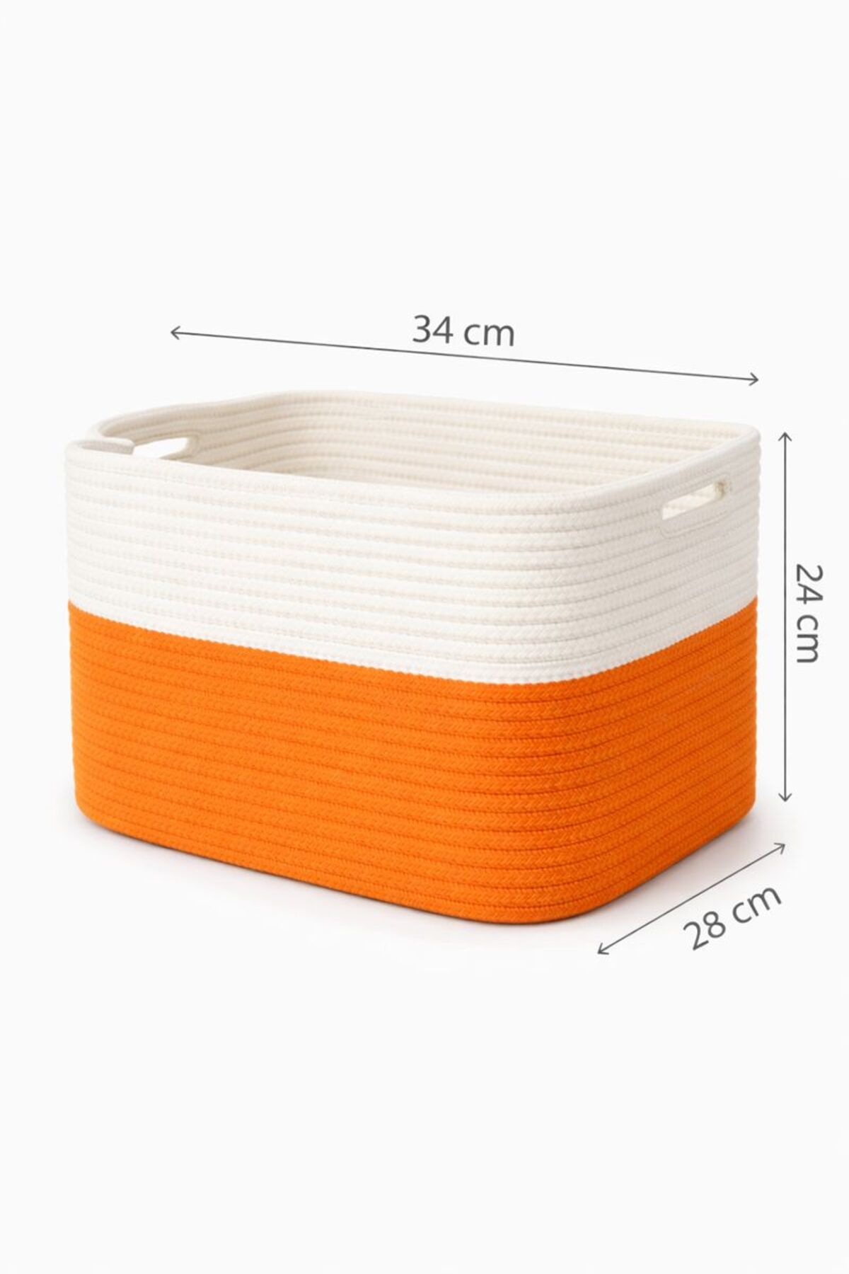 Nesto Dekoratif Jüt Hasır Halat Sepet 34x28x24 cm Çok Amaçlı Düzenleyici Dikdörtgen Form - Görsel 3