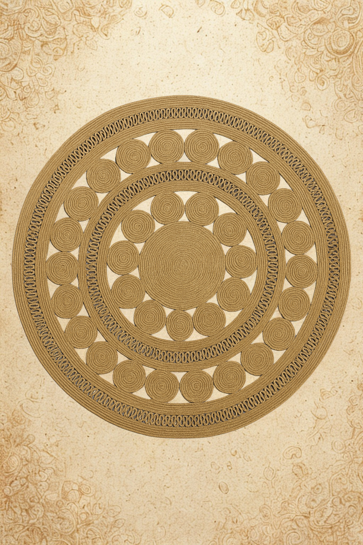 Double Dsy El İşçiliği Özel Tasarım Yuvarlak Hasır Kilim – Zamansız ve Prestijli Dekor HALI KİLİM