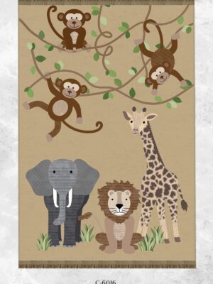 Alternative view of Dijital Baskı Kaymaz Taban Makinede Yıkanabilir Hayvanlar Dünyası Desenli Çocuk Odası Halısı